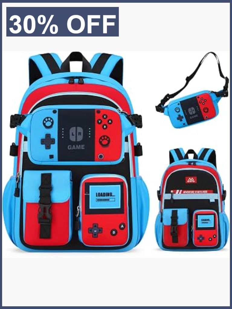 2-In-1 School Backpack For Boys With Detachable Waist Bag, 18" Large Capacity